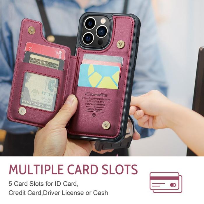 Caseme - CASEME C22 iPhone 13 Pro Max Fodral Läder med RFID - Röd