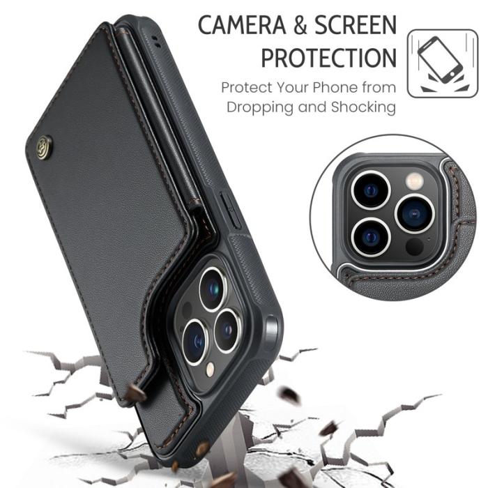 Caseme - CASEME C22 iPhone 13 Pro Max Fodral Läder med RFID - Svart