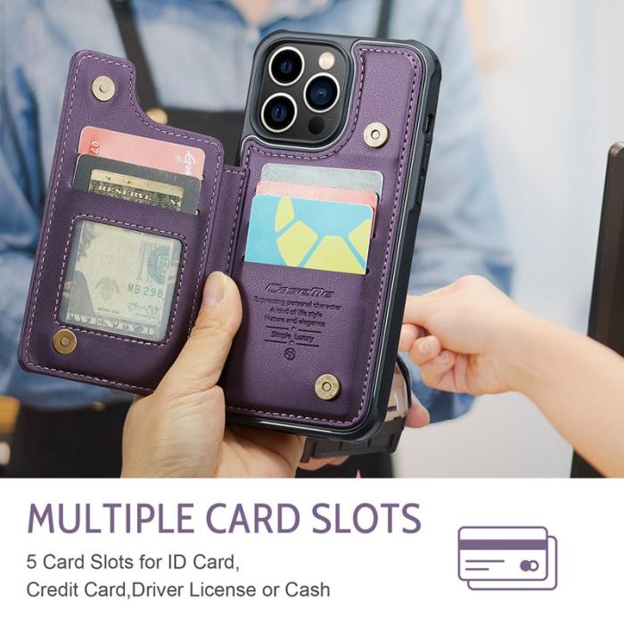 Caseme - CASEME C22 iPhone 13 Pro Max Skal Läder med RFID - Lila