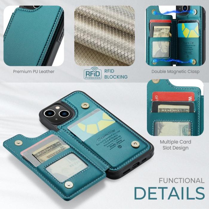 Caseme - CASEME C22 iPhone 13 Skal i Läder med RFID, Grön