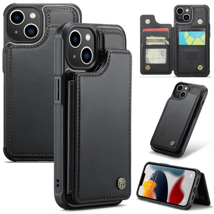 Caseme - CASEME C22 iPhone 13 Skal i Läder med RFID, Svart