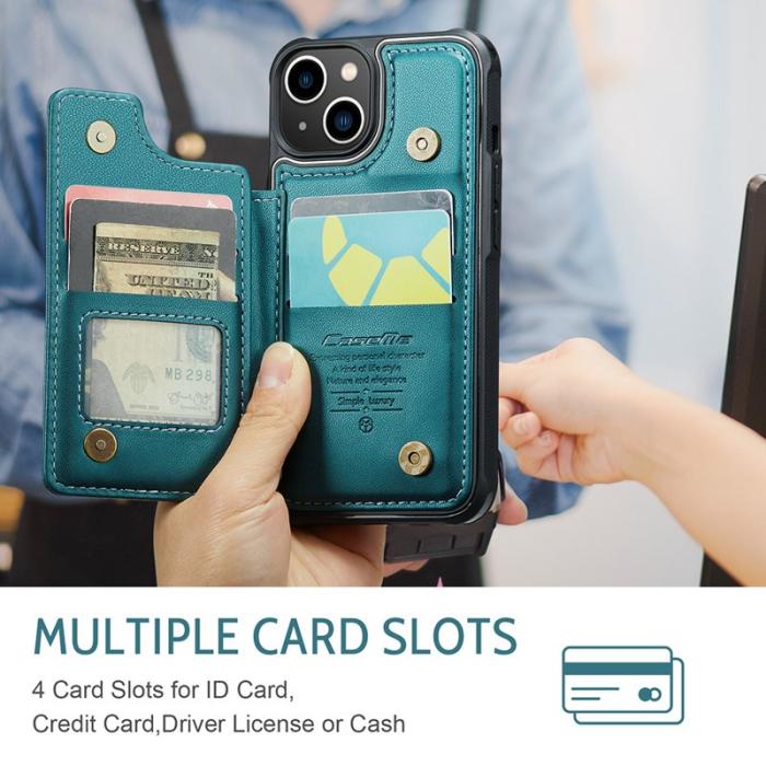 Caseme - CASEME C22 iPhone 14 Fodral Läder med RFID, Grön