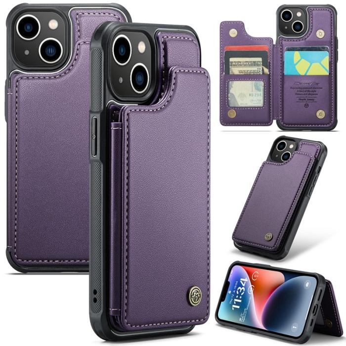 Caseme - CASEME C22 iPhone 14 Fodral Läder med RFID, Lila