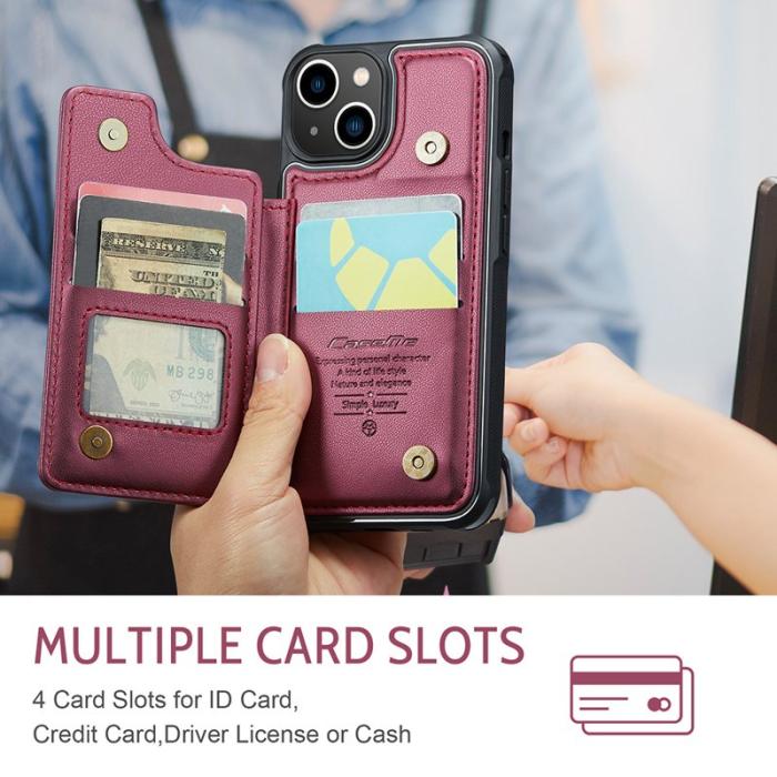 Caseme - CASEME C22 iPhone 14 Fodral Läder med RFID, Röd