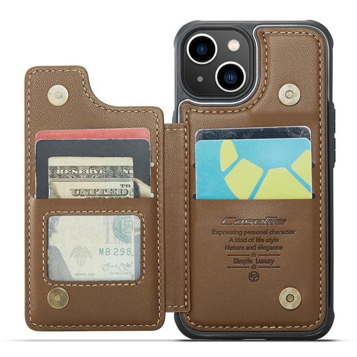 Caseme - CASEME C22 iPhone 14 Fodral Läder med RFID Skydd - Brun