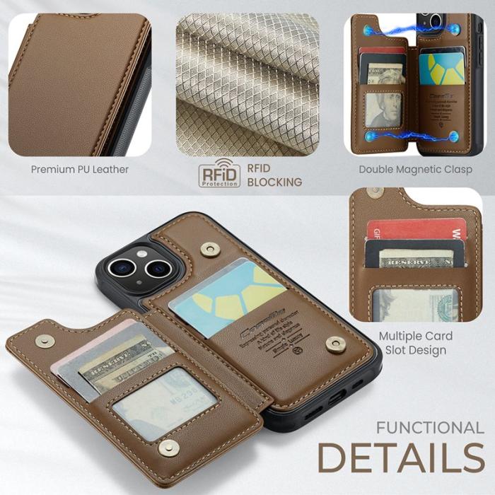 Caseme - CASEME C22 iPhone 14 Fodral Läder med RFID Skydd - Brun