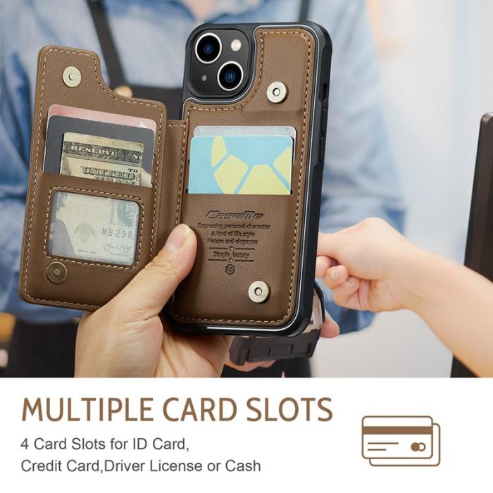 Caseme - CASEME C22 iPhone 14 Fodral Läder med RFID Skydd - Brun