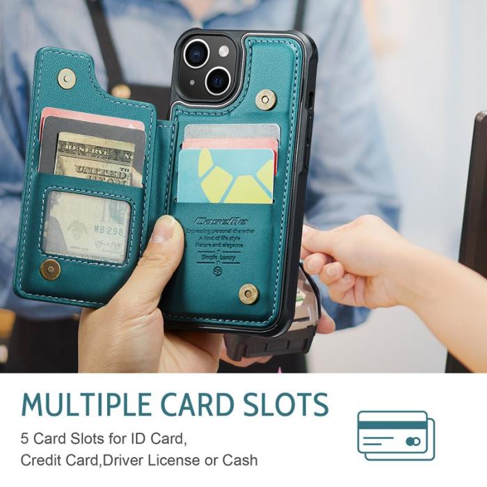 Caseme - CASEME C22 iPhone 14 Plus Fodral Läder med RFID - Grön