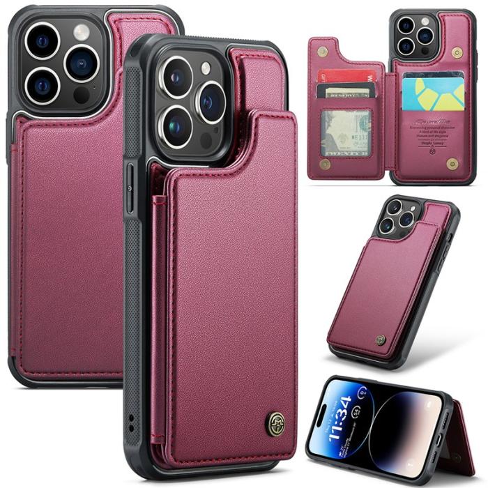 Caseme - CASEME C22 iPhone 14 Pro Fodral Läder med RFID - Röd