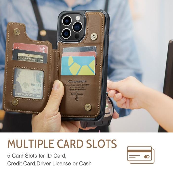 Caseme - CASEME C22 iPhone 14 Pro Max Fodral Läder med RFID - Brun