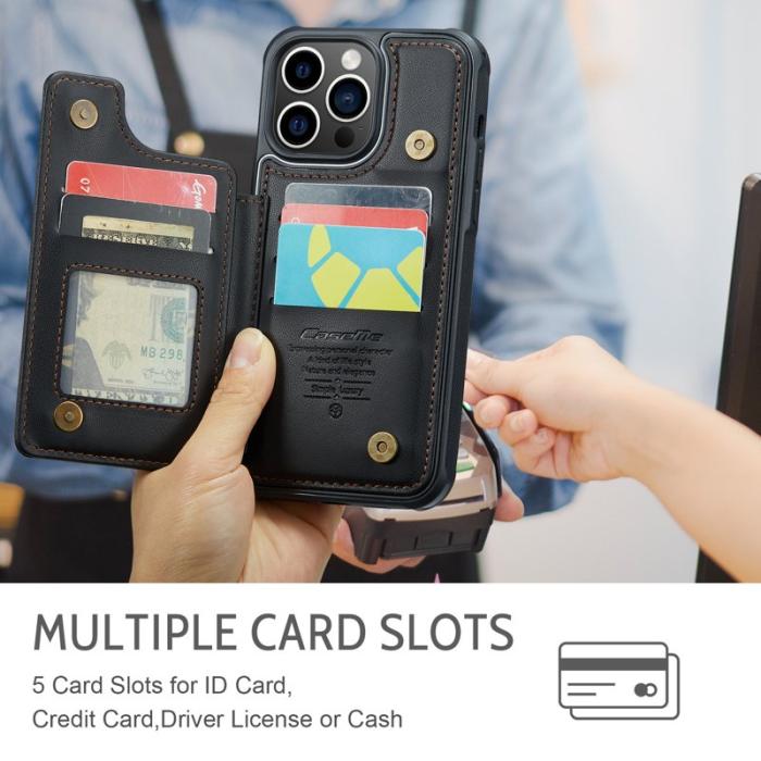 Caseme - CASEME C22 iPhone 14 Pro Max Fodral Läder med RFID - Svart