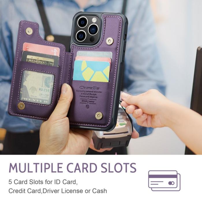 Caseme - CASEME C22 iPhone 14 Pro Max Skal Läder med RFID - Lila