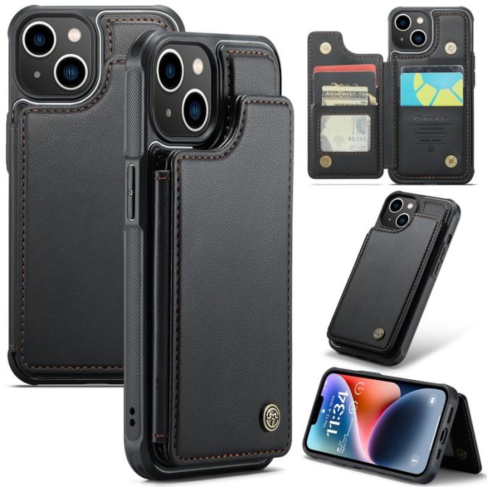 Caseme - CASEME C22 iPhone 14 Skal i Läder med RFID, Svart