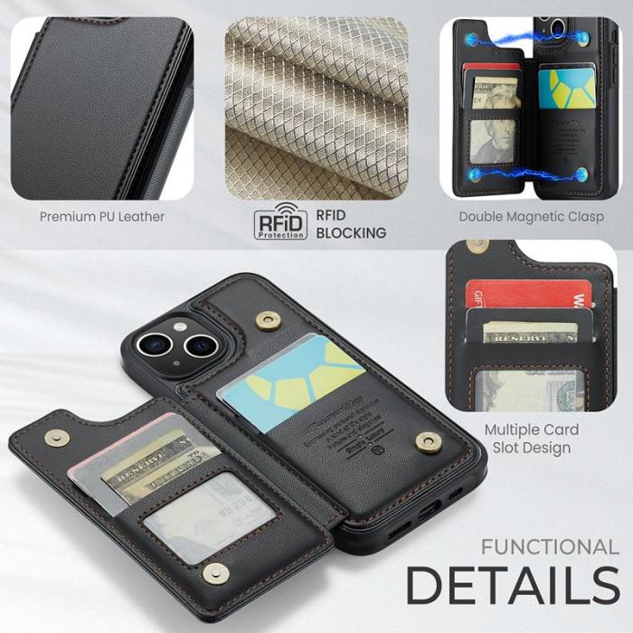 Caseme - CASEME C22 iPhone 14 Skal i Läder med RFID, Svart