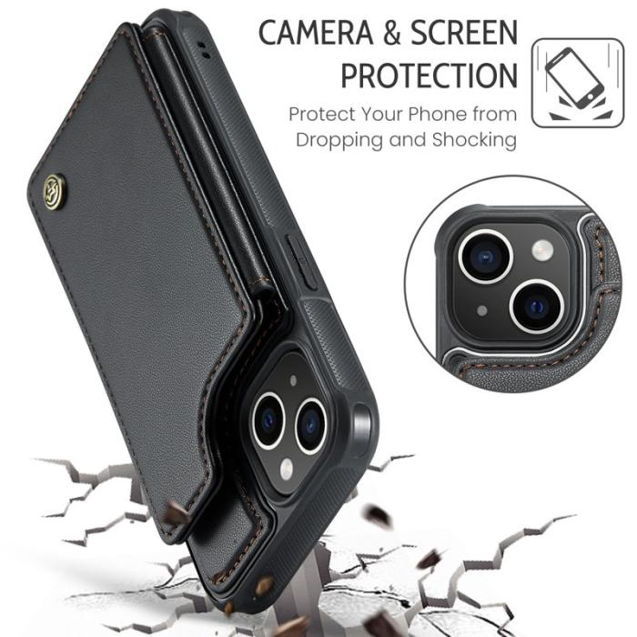 Caseme - CASEME C22 iPhone 14 Skal i Läder med RFID, Svart