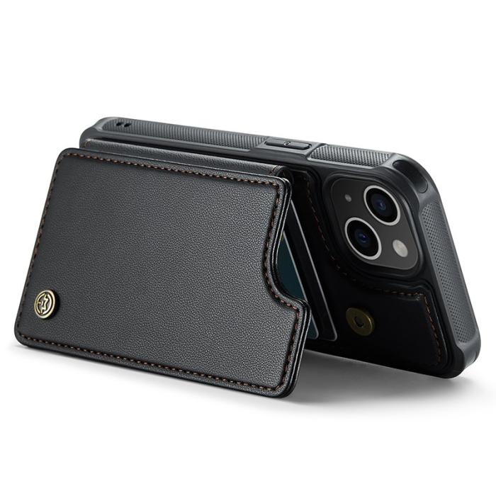 Caseme - CASEME C22 iPhone 15 Fodral Läder med RFID Skydd - Svart