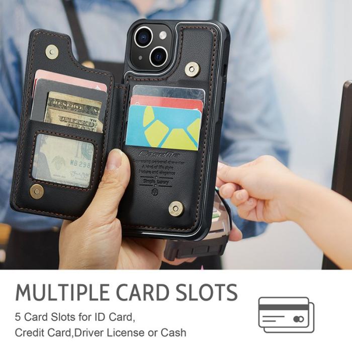 Caseme - CASEME C22 iPhone 15 Plus Fodral Läder med RFID - Svart
