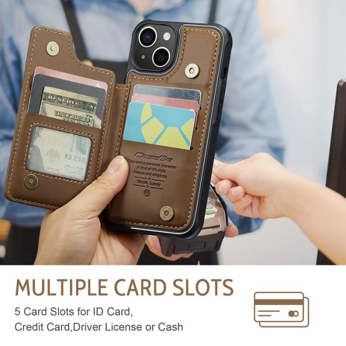 Caseme - CASEME C22 iPhone 15 Plus Skal i Läder med RFID - Brun