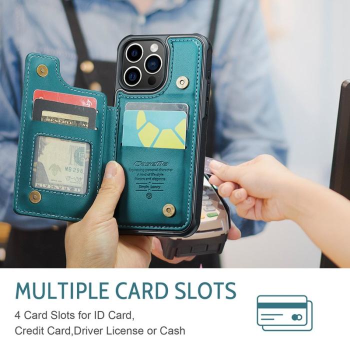 Caseme - CASEME C22 iPhone 15 Pro Fodral Läder med RFID Grön