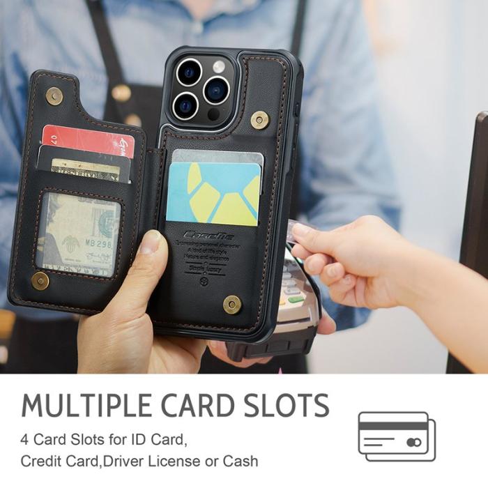 Caseme - CASEME C22 iPhone 15 Pro Fodral Läder med RFID - Svart