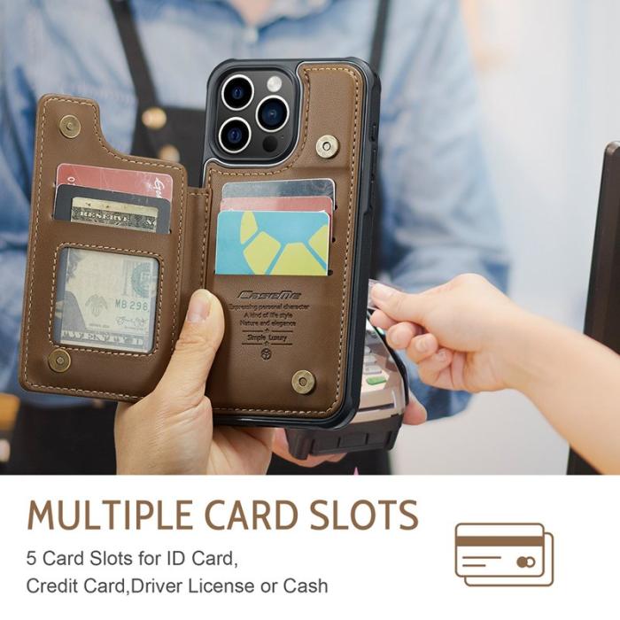 Caseme - CASEME C22 iPhone 15 Pro Max Fodral Läder med RFID - Brun