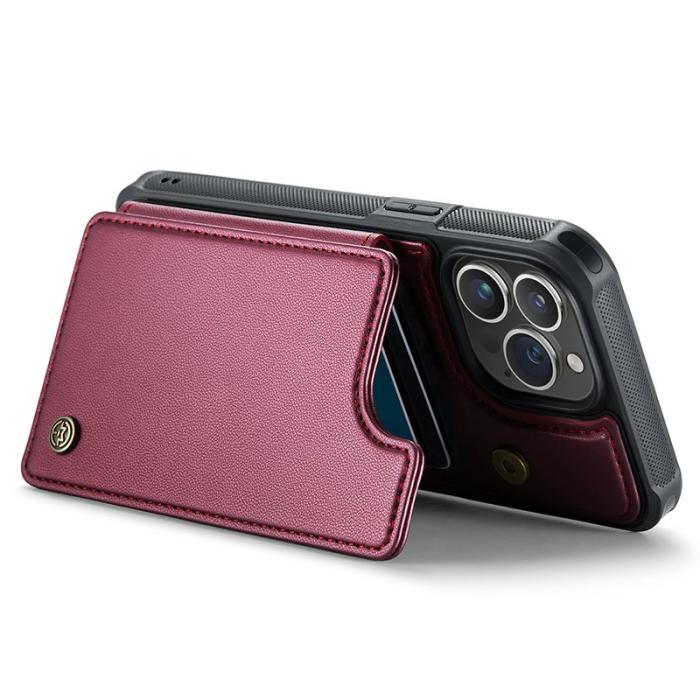Caseme - CASEME C22 iPhone 15 Pro Max Fodral Läder med RFID Röd