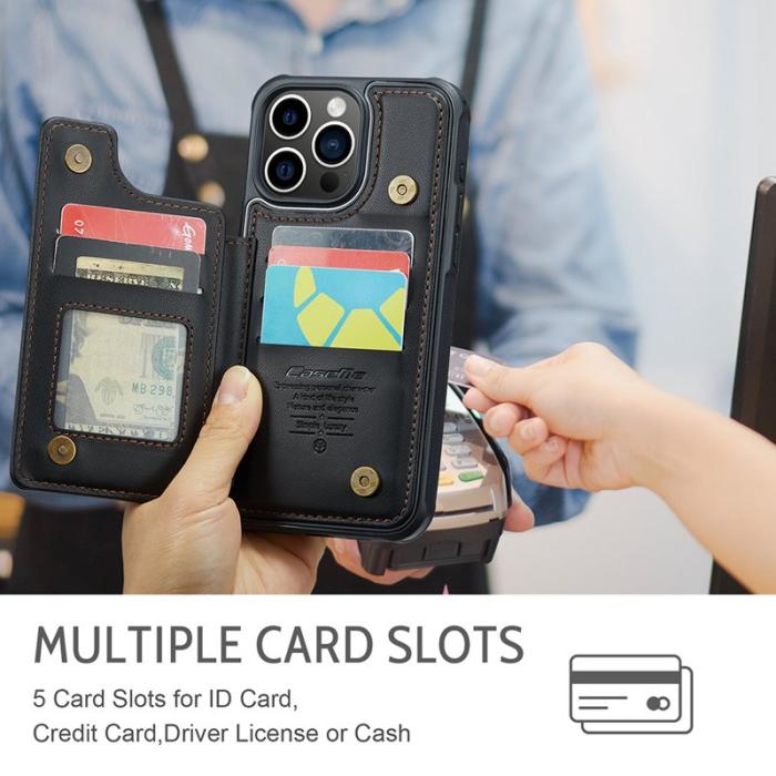 Caseme - CASEME C22 iPhone 15 Pro Max Fodral Läder med RFID - Svart