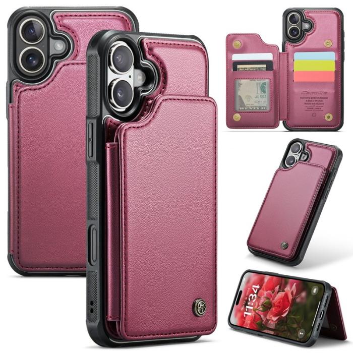 Caseme - CASEME C22 iPhone 16 Plus Fodral Läder med RFID - Röd