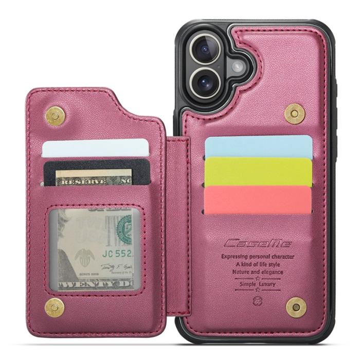 Caseme - CASEME C22 iPhone 16 Plus Fodral Läder med RFID - Röd
