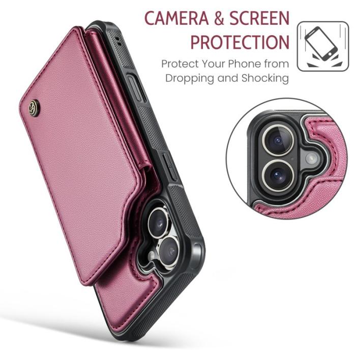 Caseme - CASEME C22 iPhone 16 Plus Fodral Läder med RFID - Röd