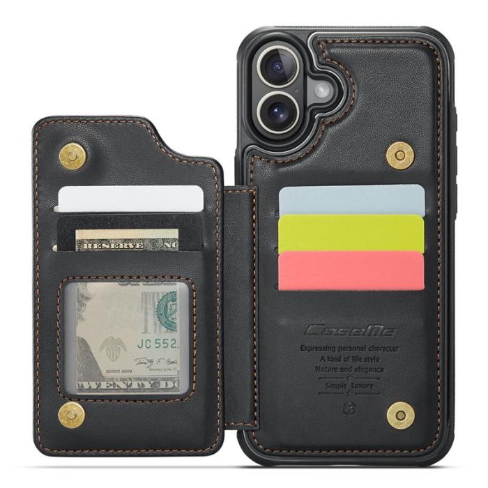 Caseme - CASEME C22 iPhone 16 Plus Fodral Läder med RFID - Svart