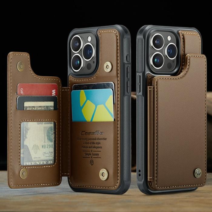 Caseme - CASEME C22 iPhone 16 Pro Fodral Läder med RFID - Brun