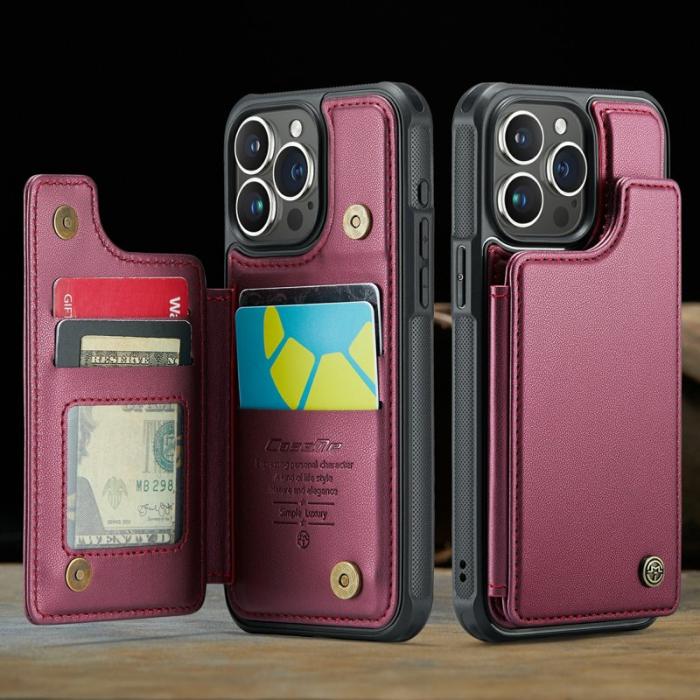 Caseme - CASEME C22 iPhone 16 Pro Fodral Läder med RFID - Röd