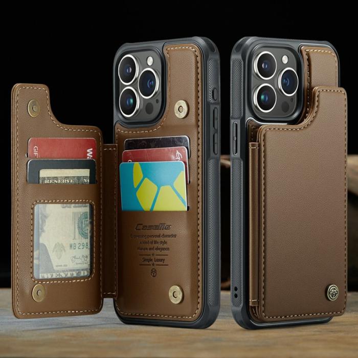 Caseme - CASEME C22 iPhone 16 Pro Max Fodral Läder med RFID - Brun