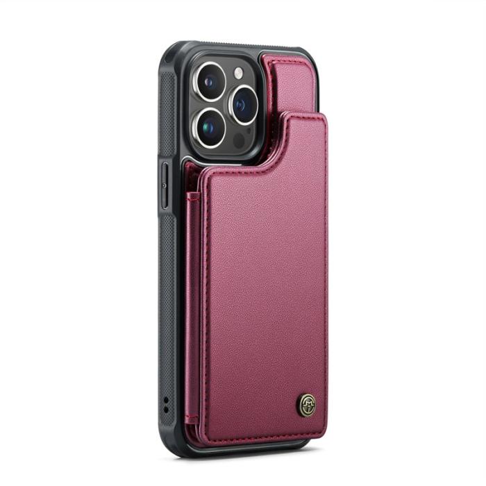 Caseme - CASEME C22 iPhone 16 Pro Max Fodral Läder med RFID - Röd
