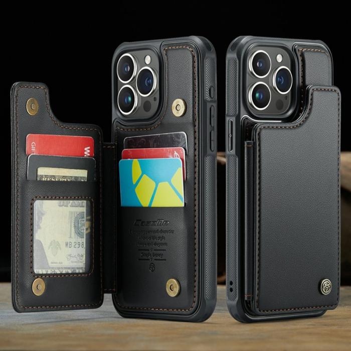 Caseme - CASEME C22 iPhone 16 Pro Max Fodral Läder med RFID - Svart