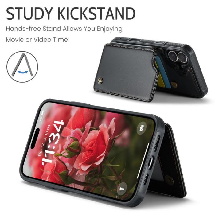Caseme - CASEME C22 iPhone 16 Skal i Läder med RFID, Svart