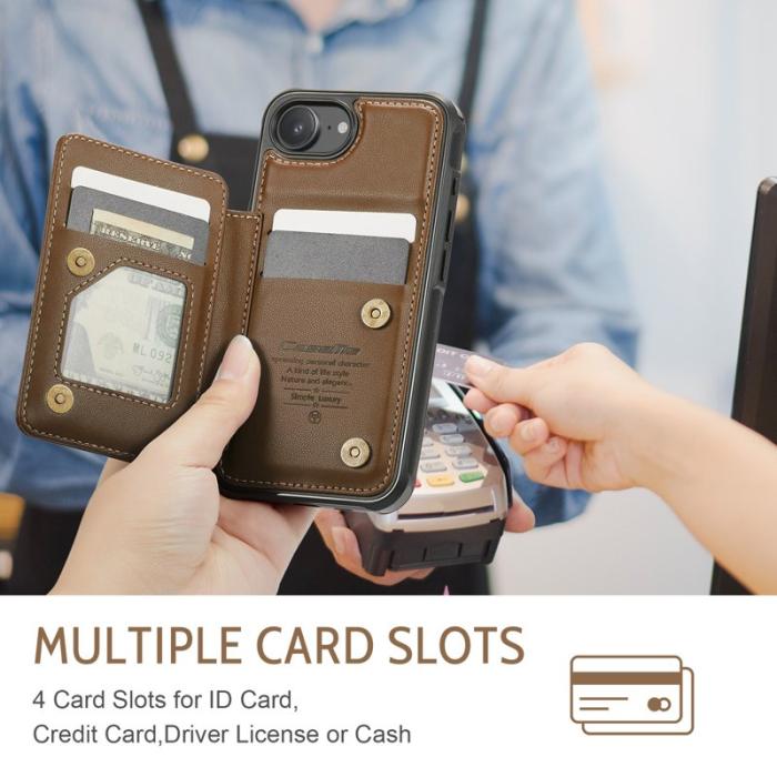 Caseme - CASEME C22 iPhone 16e Fodral Läder med RFID, Brun