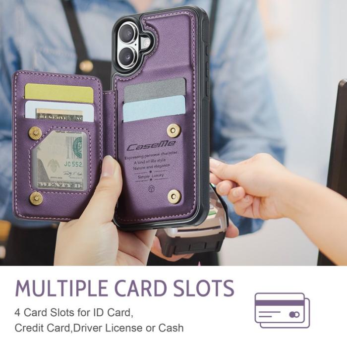 Caseme - CASEME C22 iPhone 17 Fodral med RFID Skydd 5 Kort Lila