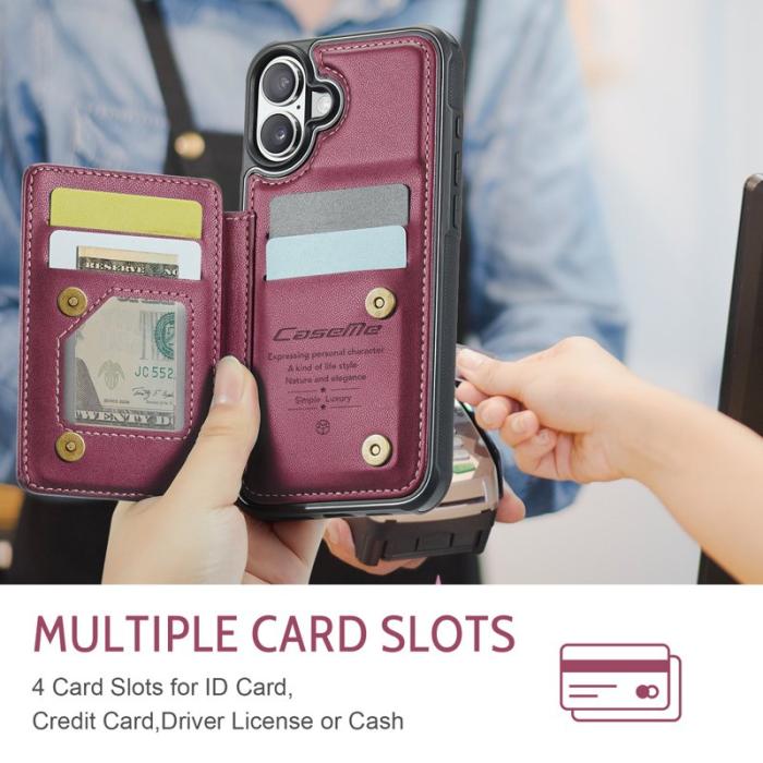 Caseme - CASEME C22 iPhone 17 Fodral med RFID Skydd 5 Kort Röd