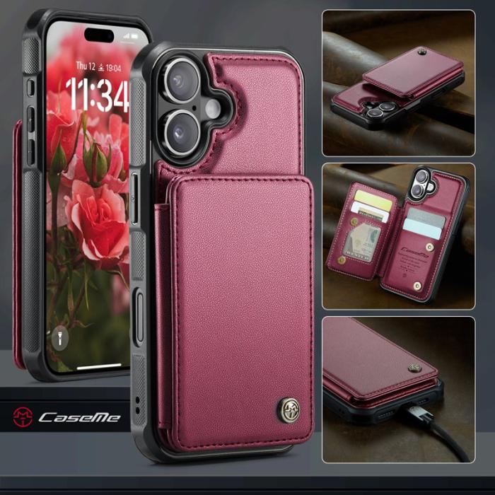 Caseme - CASEME C22 iPhone 17 Fodral med RFID Skydd 5 Kort Röd
