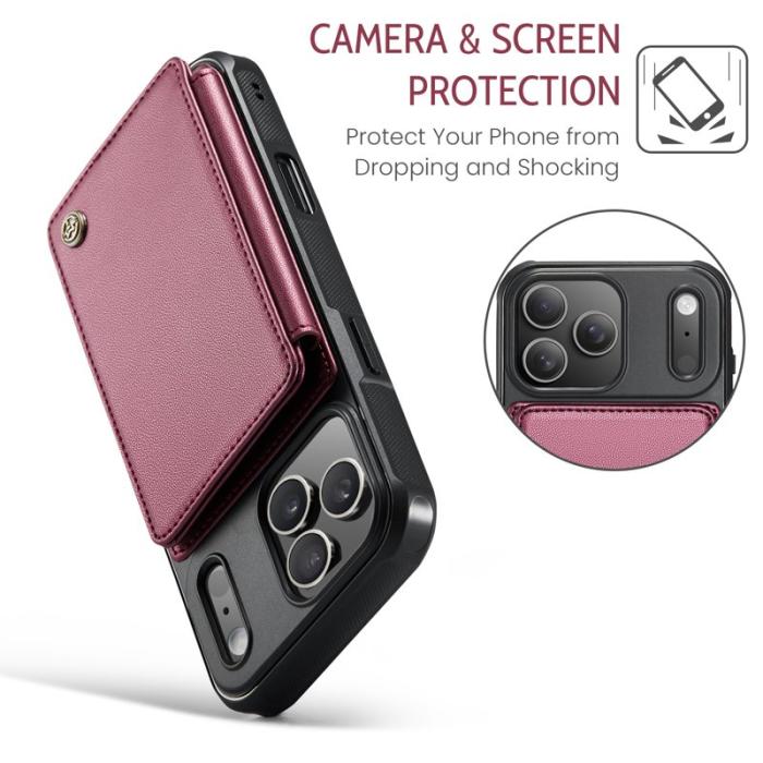 Caseme - CASEME C22 iPhone 17 Pro Max Skal med RFID, 5 Kort, Röd