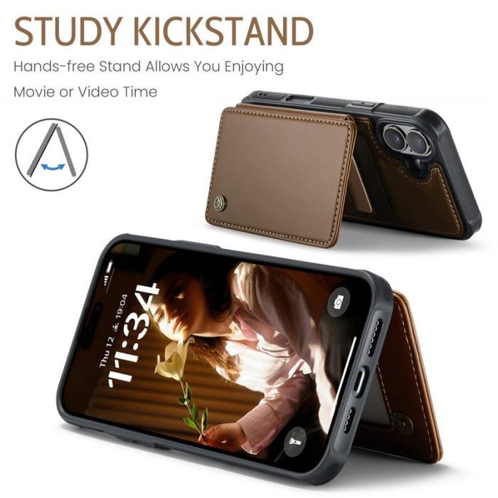 Caseme - CASEME C22 iPhone 17 Skal med RFID Skydd 5 Kortfack - Brun