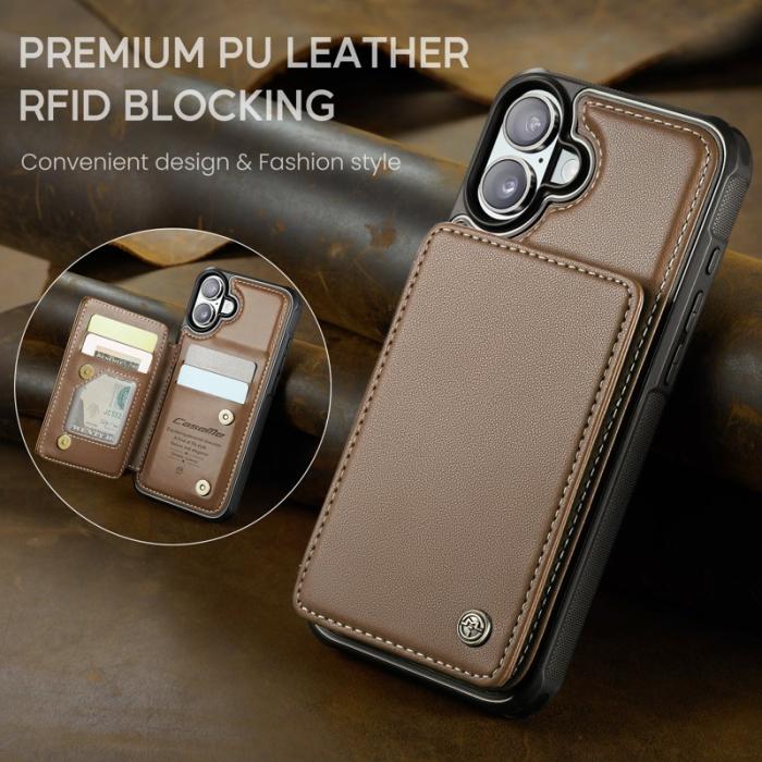 Caseme - CASEME C22 iPhone 17 Skal med RFID Skydd 5 Kortfack - Brun