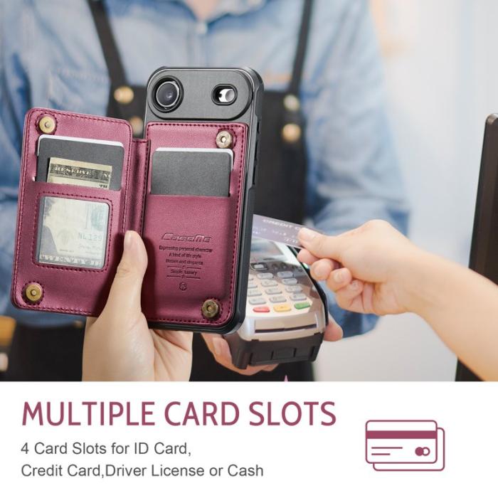 Caseme - CASEME C22 iPhone Air Skal med RFID Skydd 5 Kort Röd
