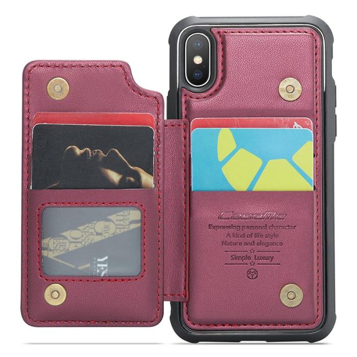 Caseme - CASEME C22 iPhone X / XS Skal Läder med RFID Kortfack - Röd