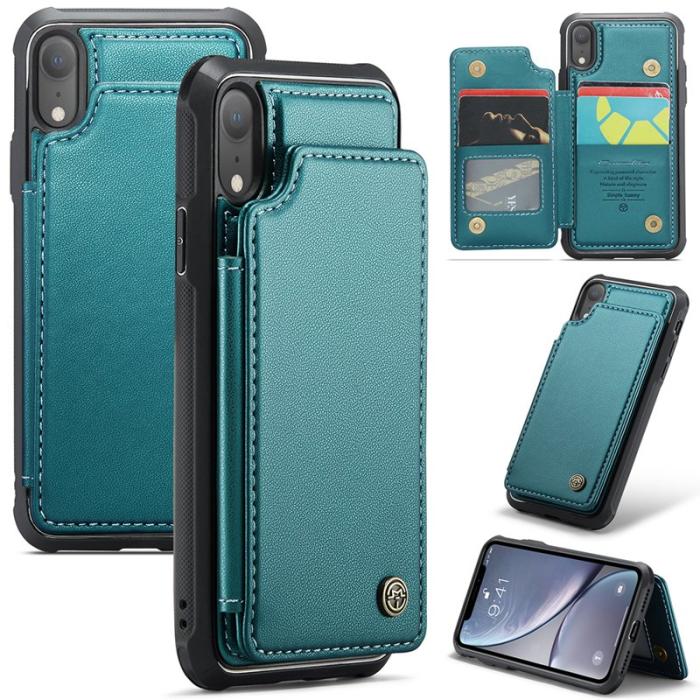 Caseme - CASEME C22 iPhone XR Fodral Läder med RFID Kortfack - Grön