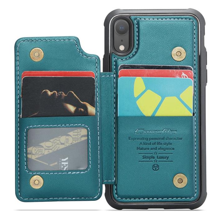 Caseme - CASEME C22 iPhone XR Fodral Läder med RFID Kortfack - Grön