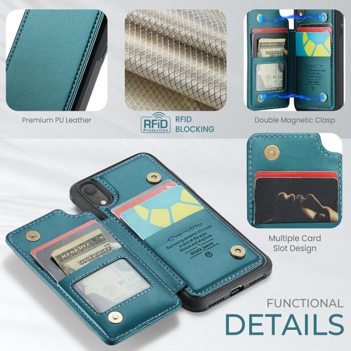 Caseme - CASEME C22 iPhone XR Fodral Läder med RFID Kortfack - Grön