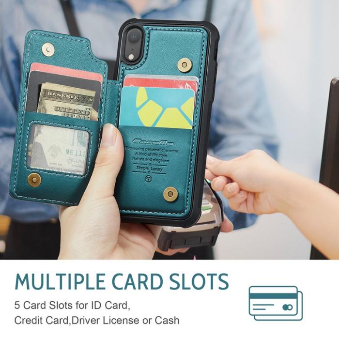 Caseme - CASEME C22 iPhone XR Fodral Läder med RFID Kortfack - Grön